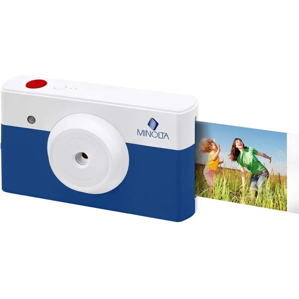 Minolta Instapix Instant Print Camera 10MP Bluetooth 2.1x3.4 Photo Blue NEW